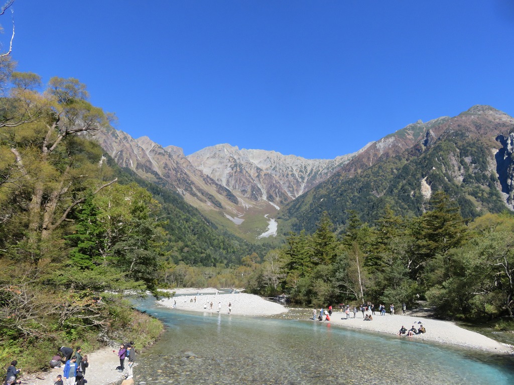 河童橋近くから見る穂高連峰